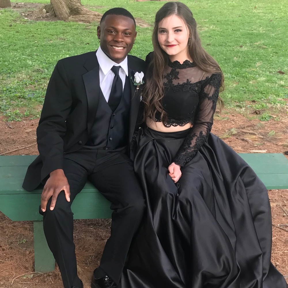 Two Piece Black Lace Prom Dress!!